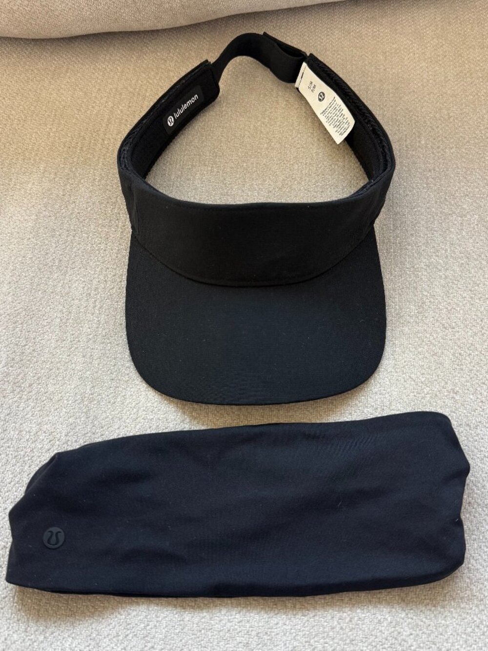 Lululemon Black Visor and Headband Set Perfect for Yoga, Pickleball, Tennis